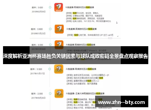 深度解析亚洲杯赛场胜负关键因素与球队成败密码全景盘点观察报告